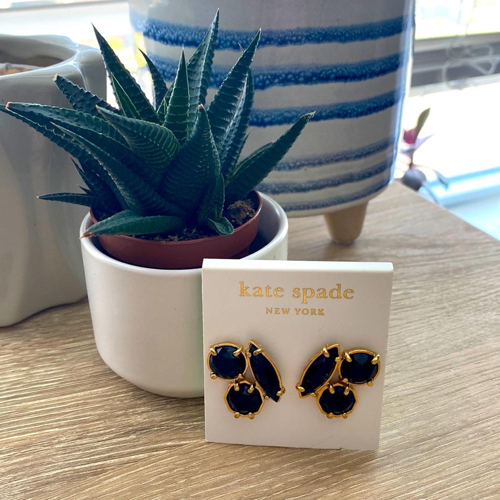 14K Gold Fill Kate Spade Black and Gold Earrings NWT
